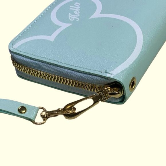 Minnie Mickey Mouse Wristlet Clutch Convertible Long Wallet Disney Theme Blue - Picture 3 of 14